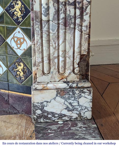 Regence style fireplace made with Fleur de Pêcher marble Regence style fireplace made with Fleur de Pêcher marble-8