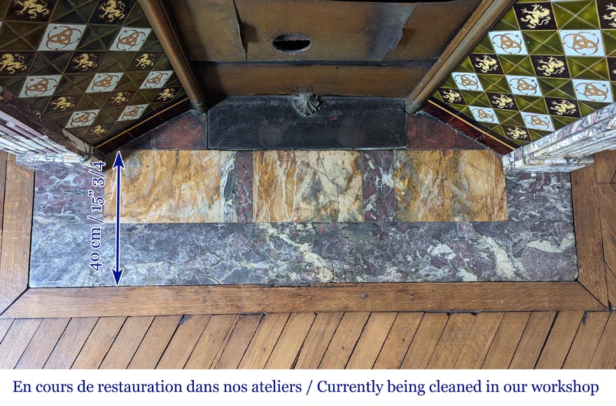 Regence style fireplace made with Fleur de Pêcher marble Regence style fireplace made with Fleur de Pêcher marble-9