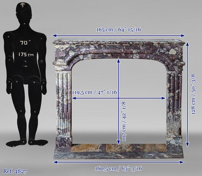 Regence style fireplace made with Fleur de Pêcher marble Regence style fireplace made with Fleur de Pêcher marble-11