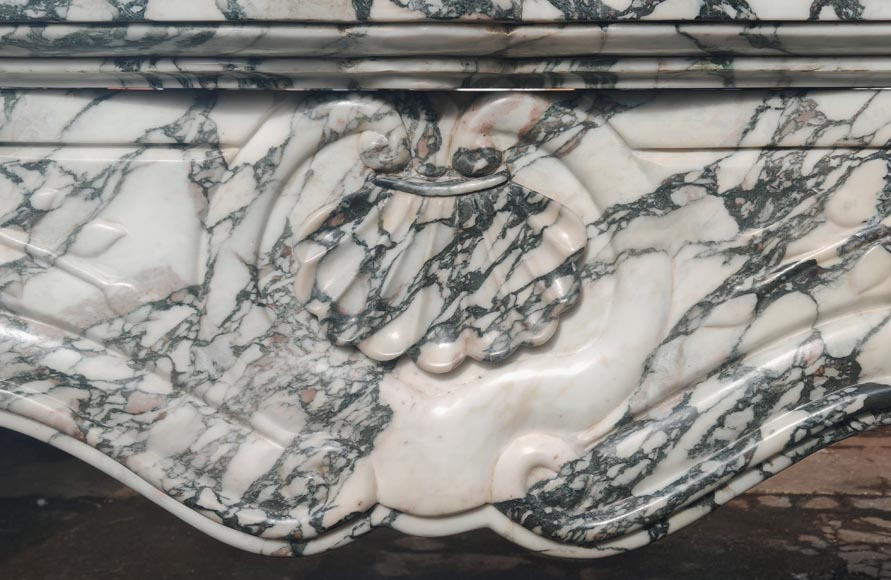 Modern Louis XV style fireplace in green veined marble Modern Louis XV style fireplace in green veined marble-1