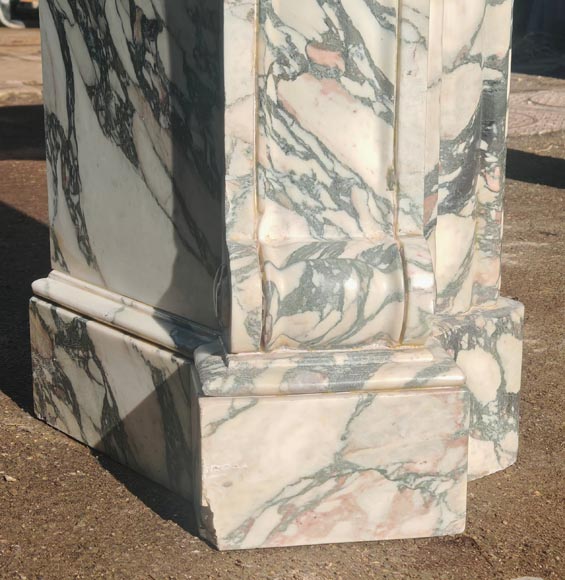 Modern Louis XV style fireplace in green veined marble Modern Louis XV style fireplace in green veined marble-4