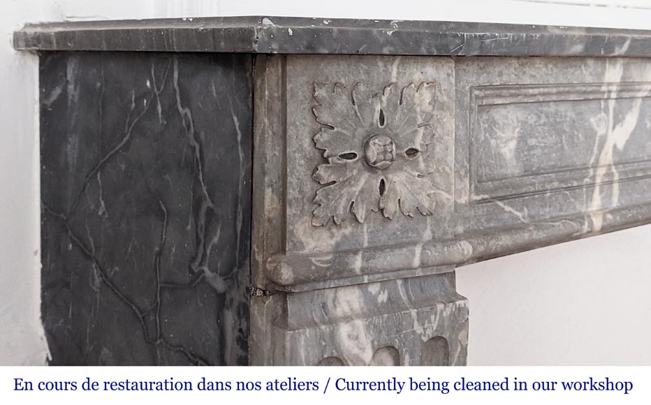 Antique Fireplace from the Louis XVI period in Ardennes gray marble Antique Fireplace from the Louis XVI period in Ardennes gray marble-3