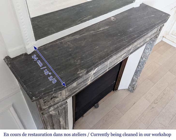 Antique Fireplace from the Louis XVI period in Ardennes gray marble Antique Fireplace from the Louis XVI period in Ardennes gray marble-8
