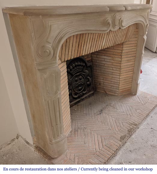 Large Louis XV style stone fireplace Large Louis XV style stone fireplace-3