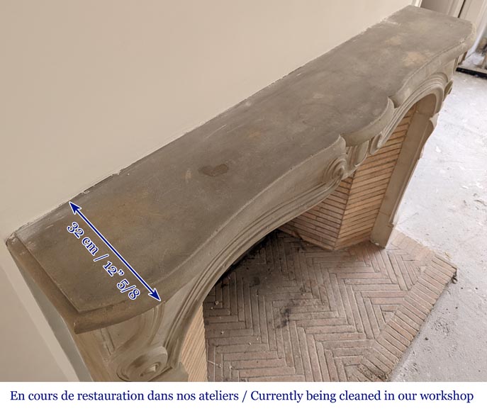 Large Louis XV style stone fireplace Large Louis XV style stone fireplace-9