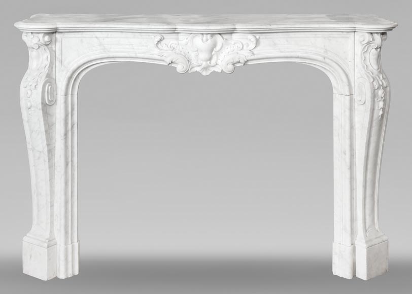 Important Regency style fireplace in Carrara marble-0