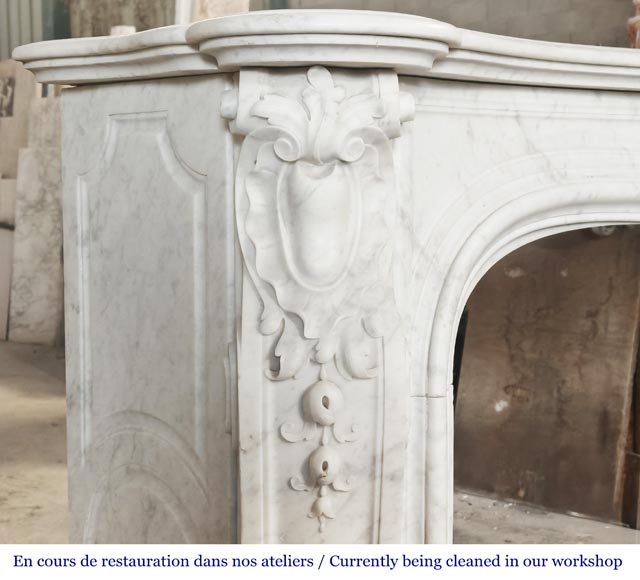 Important Regency style fireplace in Carrara marble-4