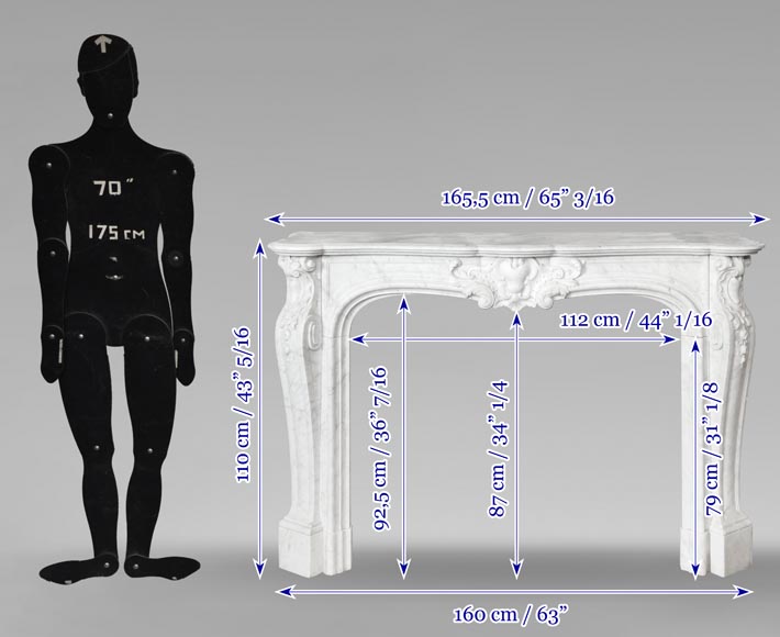 Important Regency style fireplace in Carrara marble-12