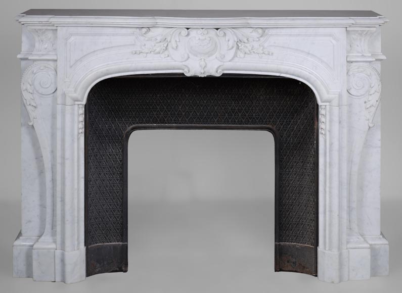 Napoleon III style mantel in Carrara marble Napoleon III style mantel in Carrara marble-0