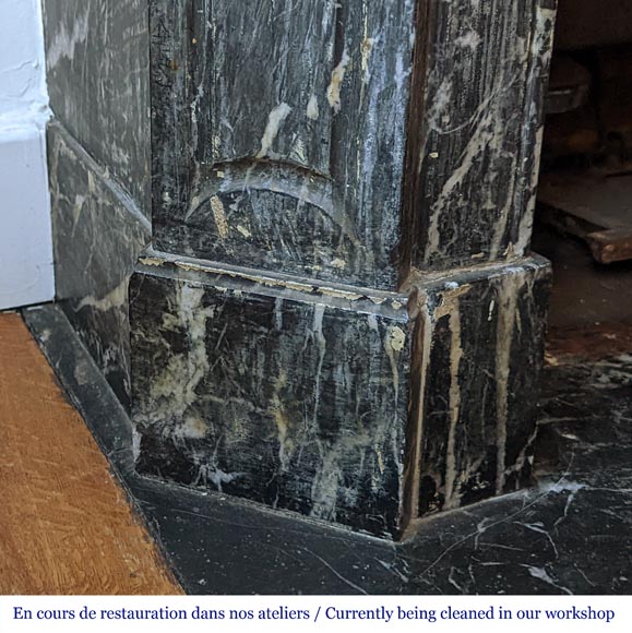 Louis XV style mantel in Marquina marble Louis XV style mantel in Marquina marble-4