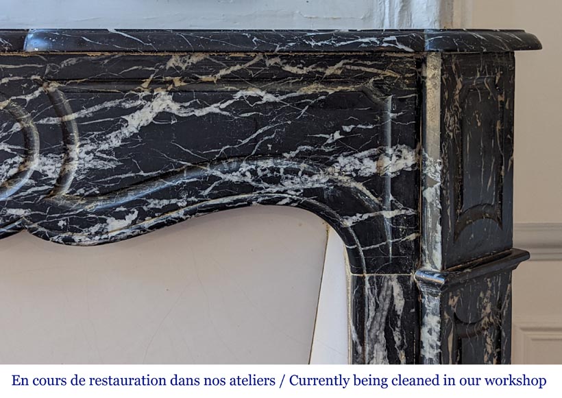 Louis XV style mantel in Marquina marble Louis XV style mantel in Marquina marble-6