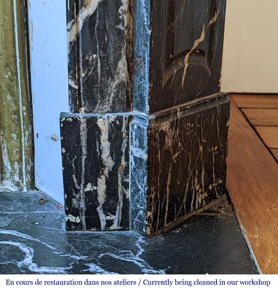 Louis XV style mantel in Marquina marble Louis XV style mantel in Marquina marble-7