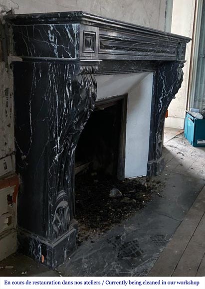 Napoleon III style mantel in Marquina marble Napoleon III style mantel in Marquina marble-1