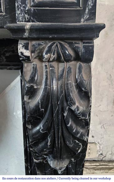 Napoleon III style mantel in Marquina marble Napoleon III style mantel in Marquina marble-4