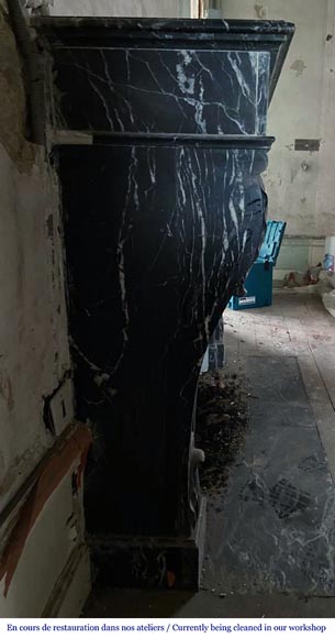 Napoleon III style mantel in Marquina marble Napoleon III style mantel in Marquina marble-6