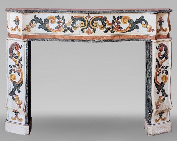 Polychrome marble mantel probably from an 18th century altar Polychrome marble mantel probably from an 18th century altar-0