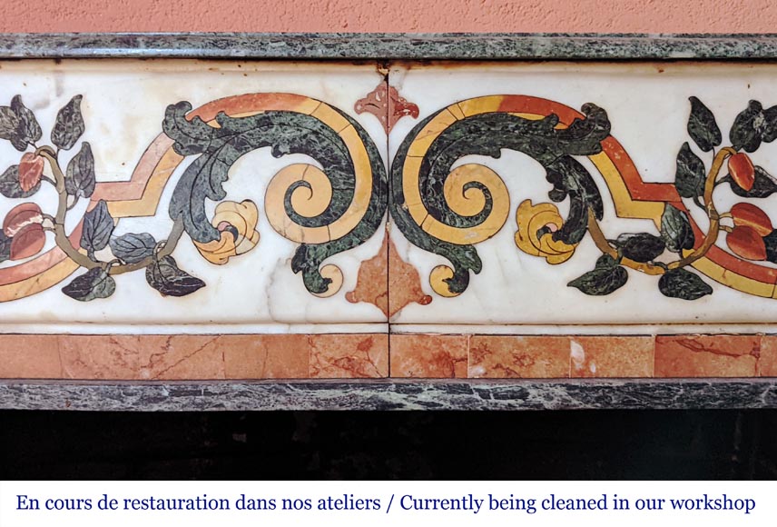 Polychrome marble mantel probably from an 18th century altar Polychrome marble mantel probably from an 18th century altar-1