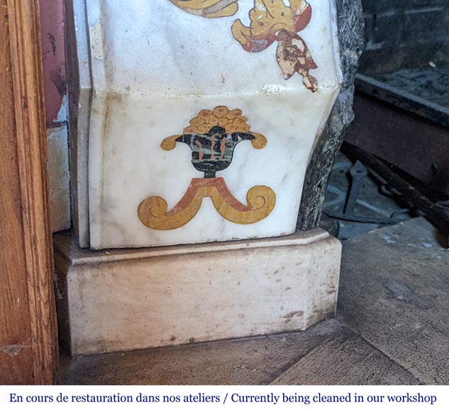 Polychrome marble mantel probably from an 18th century altar Polychrome marble mantel probably from an 18th century altar-6