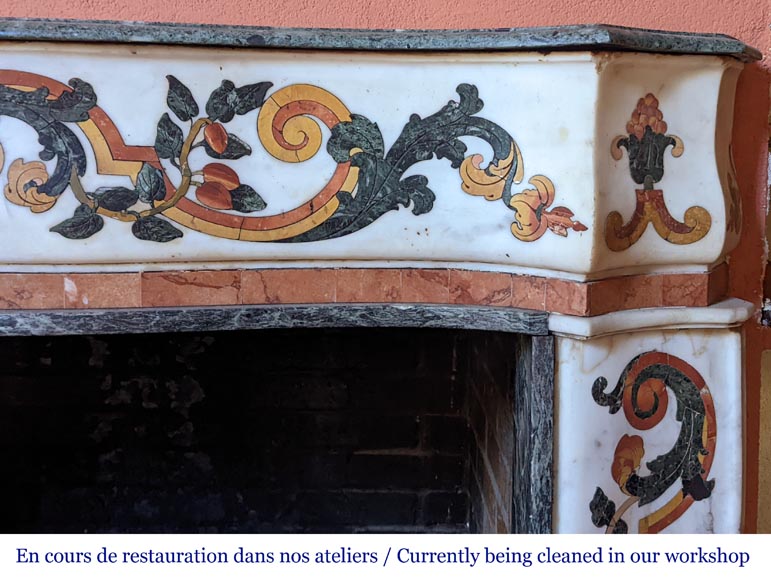 Polychrome marble mantel probably from an 18th century altar Polychrome marble mantel probably from an 18th century altar-8