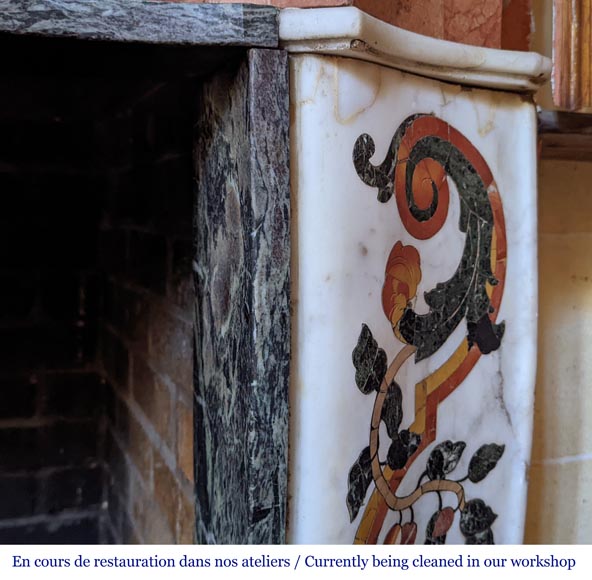 Polychrome marble mantel probably from an 18th century altar Polychrome marble mantel probably from an 18th century altar-10