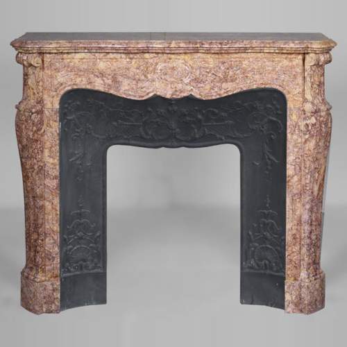 Louis XV style mantel in Brocatelle marble
