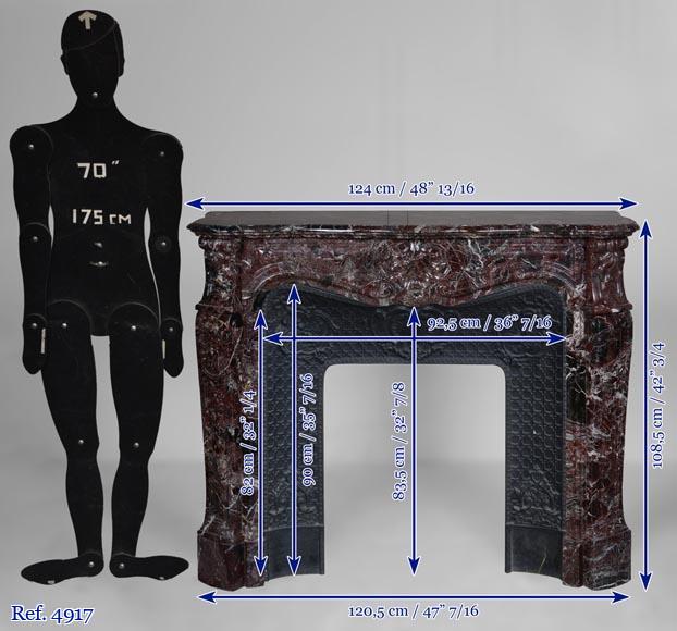 Louis XV style fireplace in Rosso Levanto marble Louis XV style fireplace in Rosso Levanto marble-10