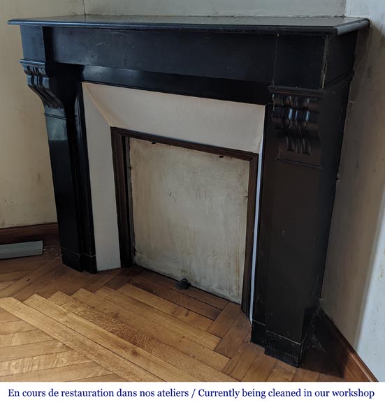 Small Napoleon III style mantel in black marble Small Napoleon III style mantel in black marble-5