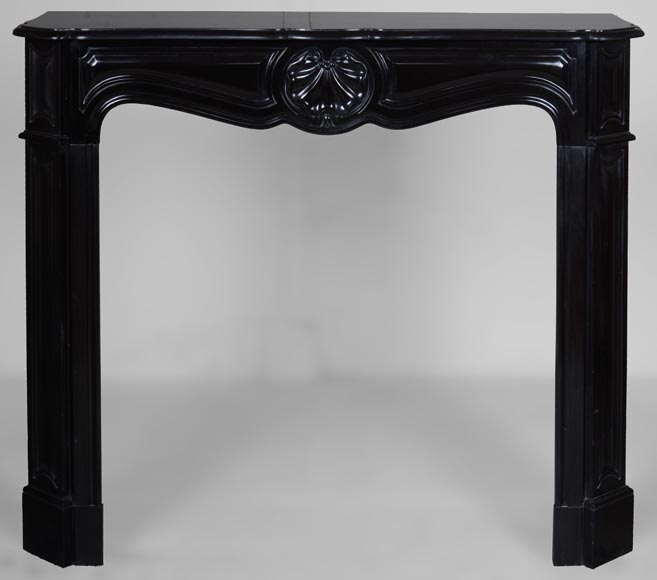 Louis XV style black marble mantel with carved shell Louis XV style black marble mantel with carved shell-0