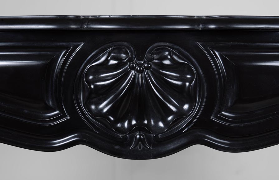 Louis XV style black marble mantel with carved shell Louis XV style black marble mantel with carved shell-1