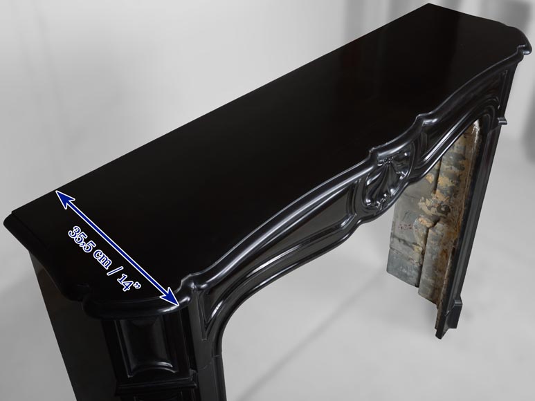 Louis XV style black marble mantel with carved shell Louis XV style black marble mantel with carved shell-8