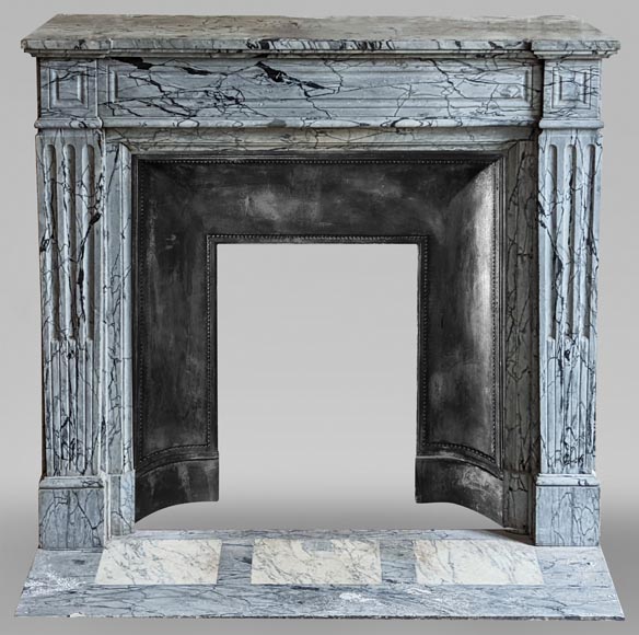 Small Louis XVI fireplace in Bleu Fleuri marble Small Louis XVI fireplace in Bleu Fleuri marble-0