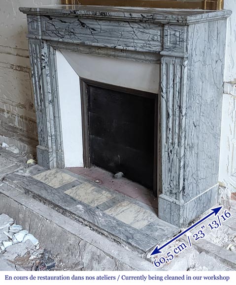 Small Louis XVI fireplace in Bleu Fleuri marble Small Louis XVI fireplace in Bleu Fleuri marble-5
