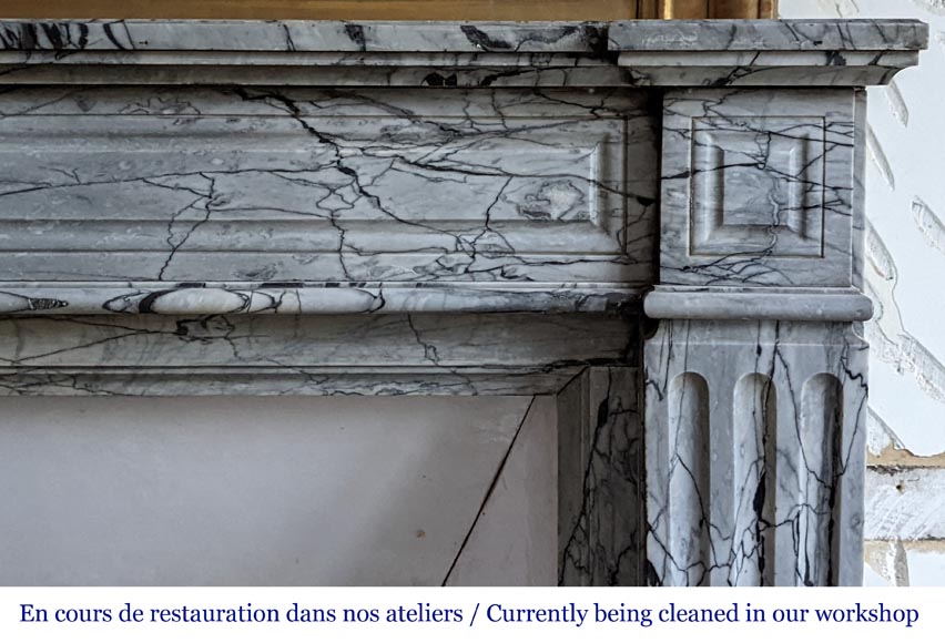 Small Louis XVI fireplace in Bleu Fleuri marble Small Louis XVI fireplace in Bleu Fleuri marble-6