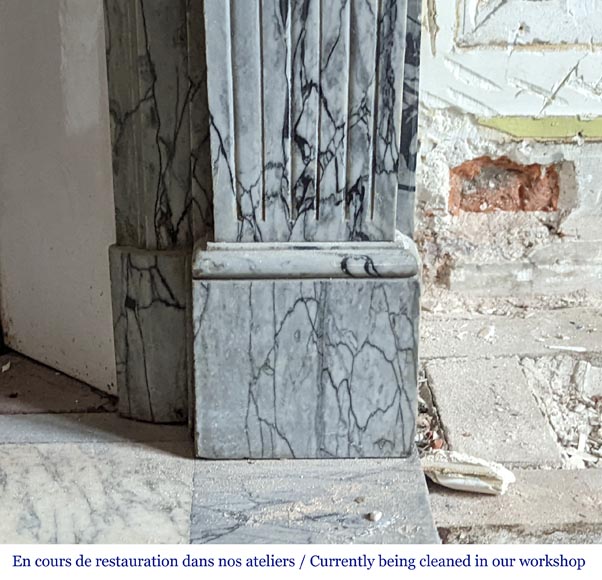 Small Louis XVI fireplace in Bleu Fleuri marble Small Louis XVI fireplace in Bleu Fleuri marble-7