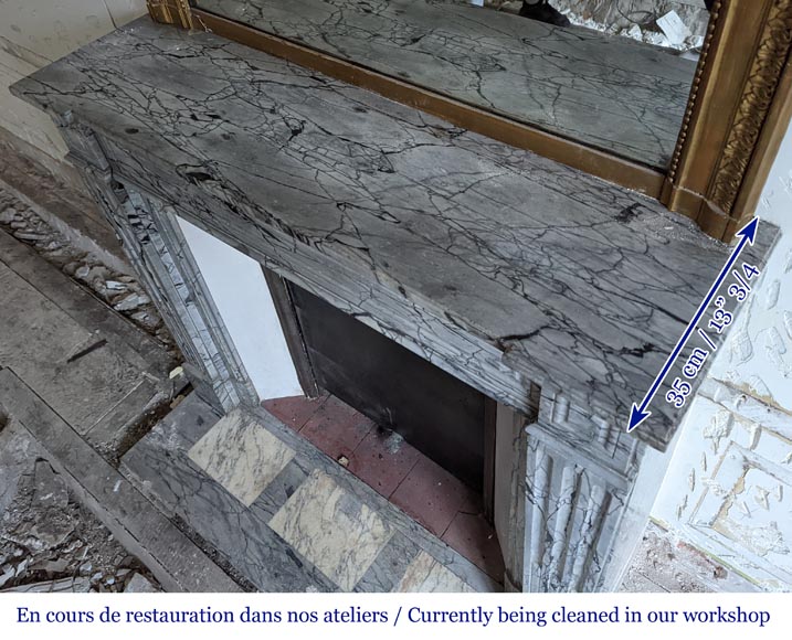 Small Louis XVI fireplace in Bleu Fleuri marble Small Louis XVI fireplace in Bleu Fleuri marble-9