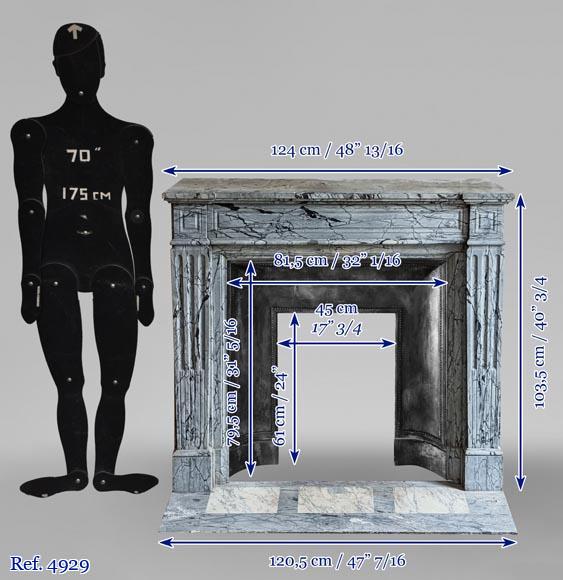 Small Louis XVI fireplace in Bleu Fleuri marble Small Louis XVI fireplace in Bleu Fleuri marble-10