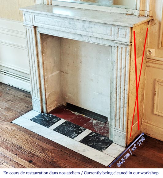 Antique Louis XVI style mantel in Carrara marble Antique Louis XVI style mantel in Carrara marble-5