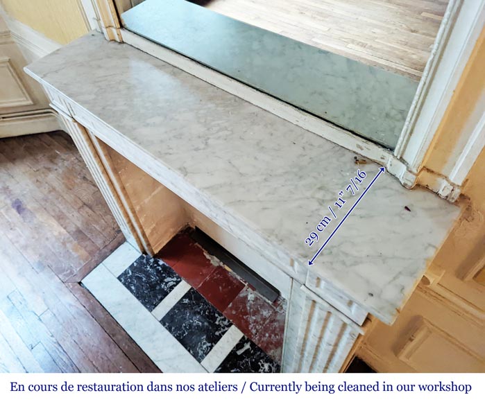 Antique Louis XVI style mantel in Carrara marble Antique Louis XVI style mantel in Carrara marble-9