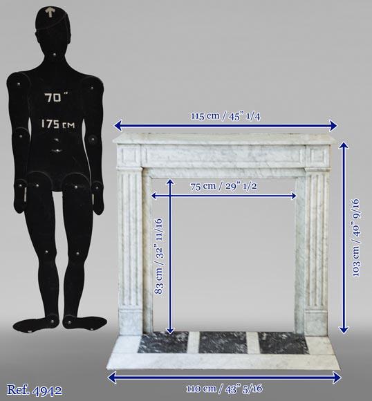 Antique Louis XVI style mantel in Carrara marble Antique Louis XVI style mantel in Carrara marble-10