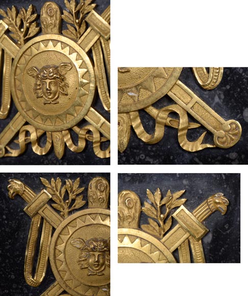 Empire period mantel in belgian petit granit with bronzes on the theme of the death of Archimedes Empire period mantel in belgian petit granit with bronzes on the theme of the death of Archimedes-7