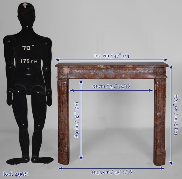 Louis XVI period mantel in Royal Red marble Louis XVI period mantel in Royal Red marble-11