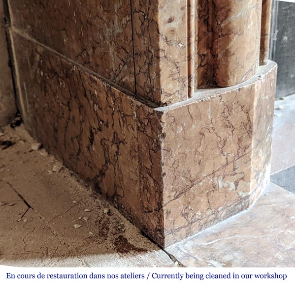 Louis XIV style mantel in Griotte marble Louis XIV style mantel in Griotte marble-4