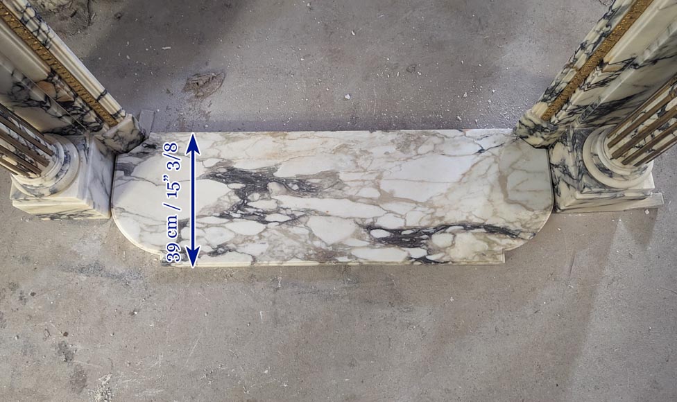 Louis XVI style mantel in Panazeau marble and bronze with detached fluted columns Louis XVI style mantel in Panazeau marble and bronze with detached fluted columns-13