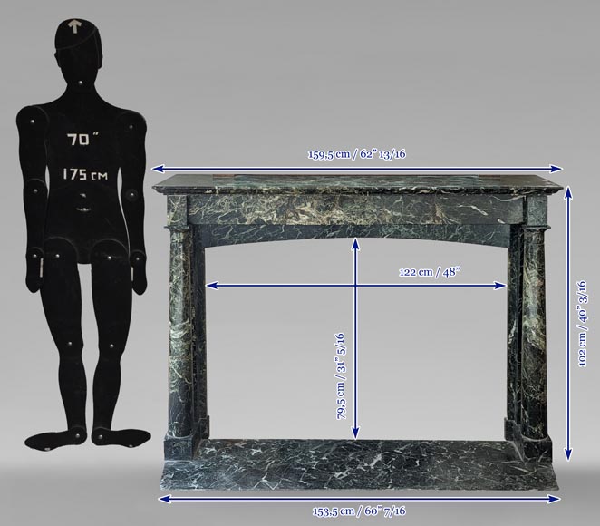 Empire style mantel in Sea Green marble with detached columns Empire style mantel in Sea Green marble with detached columns-11