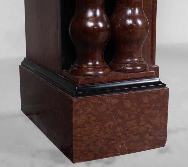 Napoleon III style mantel in red and black marble Napoleon III style mantel in red and black marble-5