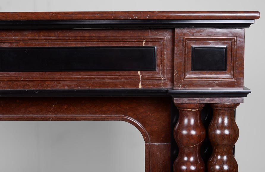 Napoleon III style mantel in red and black marble Napoleon III style mantel in red and black marble-7
