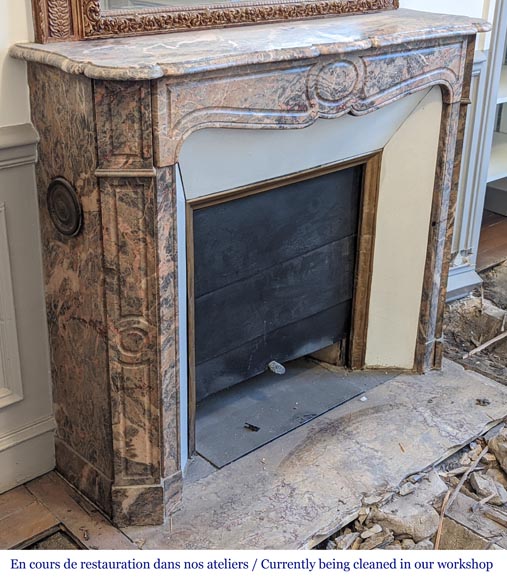 Louis XV style Pompadour mantel in Enjugerais marble Louis XV style Pompadour mantel in Enjugerais marble-2