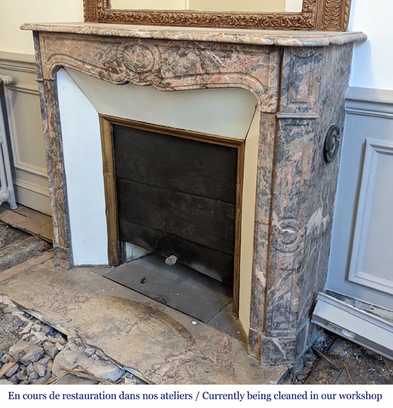 Louis XV style Pompadour mantel in Enjugerais marble Louis XV style Pompadour mantel in Enjugerais marble-5
