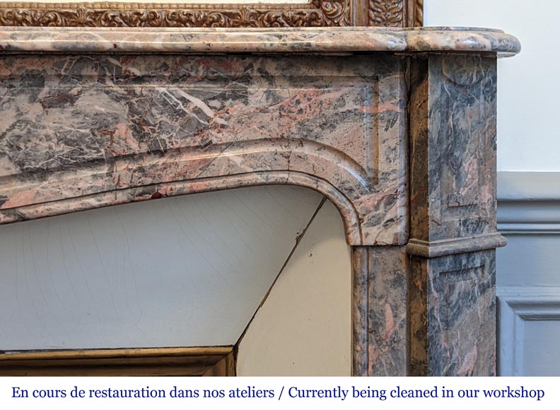 Louis XV style Pompadour mantel in Enjugerais marble Louis XV style Pompadour mantel in Enjugerais marble-6