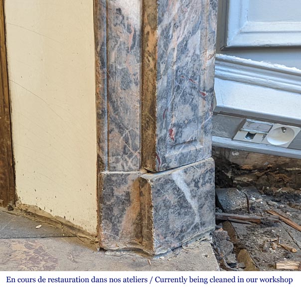 Louis XV style Pompadour mantel in Enjugerais marble Louis XV style Pompadour mantel in Enjugerais marble-7